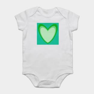 Linen textured heart green Baby Bodysuit